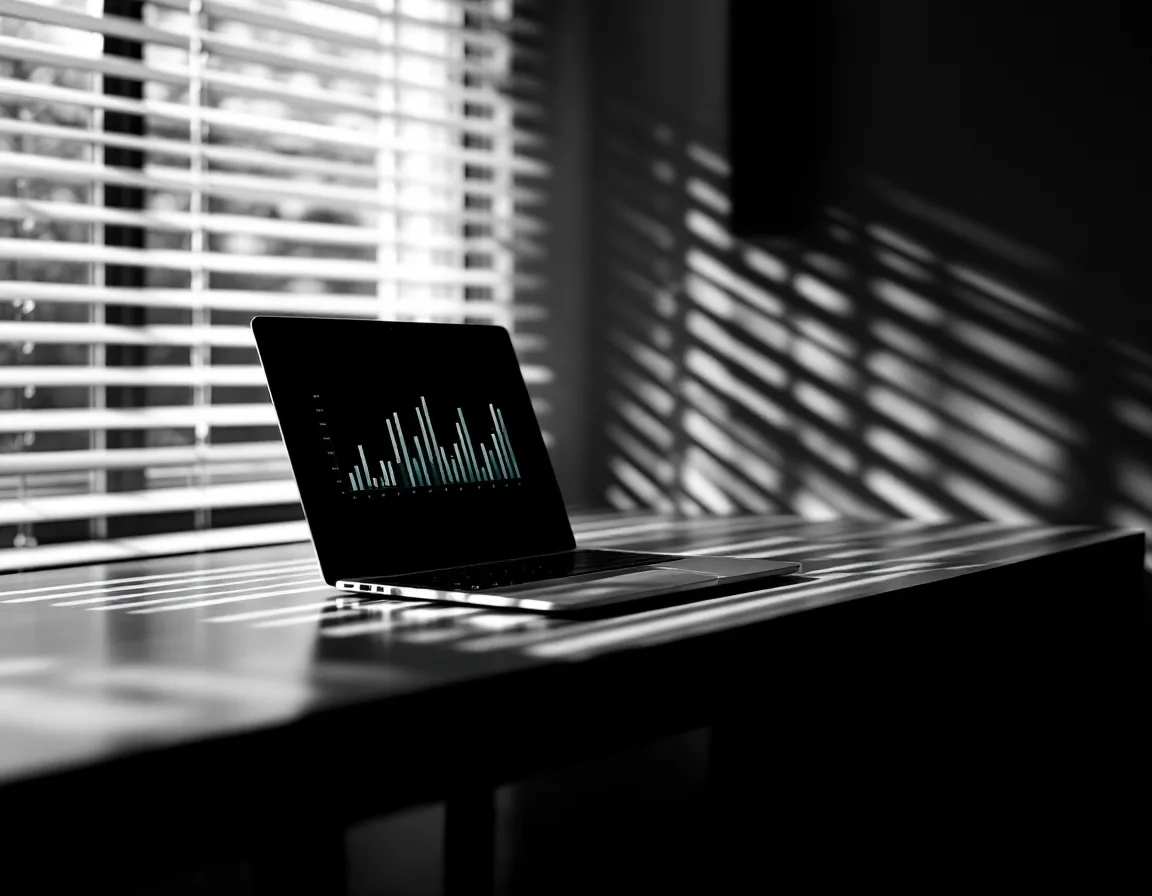 A minimalist desk with an open financial model